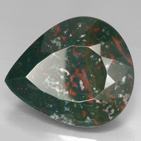 Eliotropio naturale verde da 74,01 ct, taglio a pera, opaco