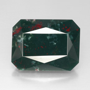 Pietra del sangue Verde maculato naturale da 21.74 ct, Taglio smeraldo, Opaco