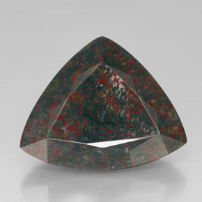 Pietra del sangue Verde maculato naturale da 31.69 ct, Taglio trillion, Opaco