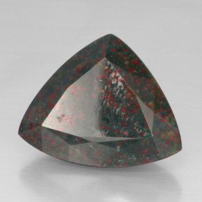 Pietra del sangue Verde maculato naturale da 31.69 ct, Taglio trillion, Opaco