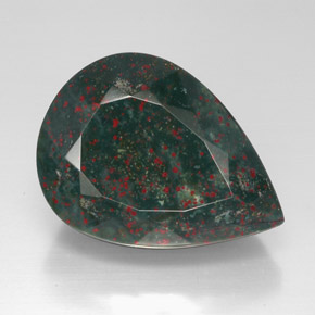 Pietra del sangue Verde maculato naturale da 57.45 ct, Forma a pera, Opaco