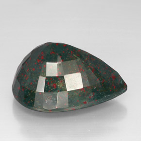 Pietra del sangue Verde maculato naturale da 57.45 ct, Forma a pera, Opaco