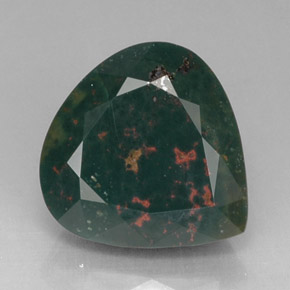 Pietra del sangue Verde maculato naturale da 12.52 ct, Forma a pera, Opaco