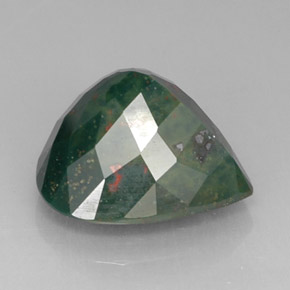Pietra del sangue Verde maculato naturale da 12.52 ct, Forma a pera, Opaco