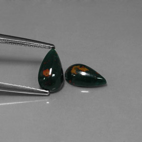 Gemme di Pietra del sangue Verde maculato naturale da  ct, Forma a pera, Opaco