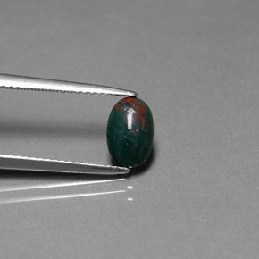Eliotropio naturale verde da 0,82 ct, taglio ovale, opaco