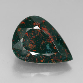 Eliotropio naturale verde da 24,98 ct, taglio a pera, opaco