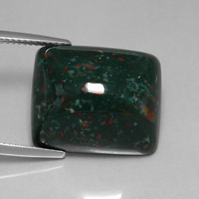 Pietra del sangue Verde maculato naturale da 20.83 ct, Taglio a baguette, Opaco