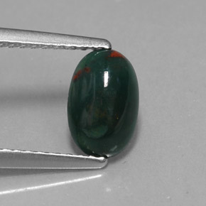 Pietra del sangue Verde maculato naturale da 0.92 ct, Taglio ovale, Opaco