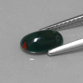 Pietra del sangue Verde maculato naturale da 0.92 ct, Taglio ovale, Opaco