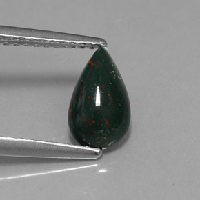 Eliotropio naturale verde da 0,82 ct, taglio a pera, opaco