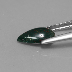 Eliotropio naturale verde da 0,82 ct, taglio a pera, opaco