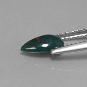 Pietra del sangue Verde maculato naturale da 0.69 ct, Forma a pera, Opaco