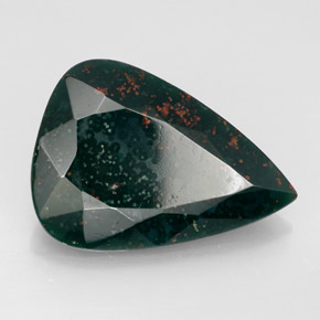 Eliotropio verde maculato naturale da 13,03 ct, taglio a pera, opaco
