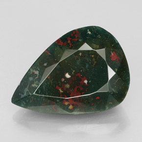 Eliotropio naturale verde da 10,96 ct, taglio a pera, opaco