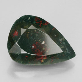 Eliotropio naturale verde da 10,96 ct, taglio a pera, opaco