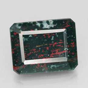 Eliotropio naturale verde da 9,74 ct, taglio smeraldo, opaco