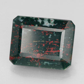 Eliotropio naturale verde da 9,74 ct, taglio smeraldo, opaco