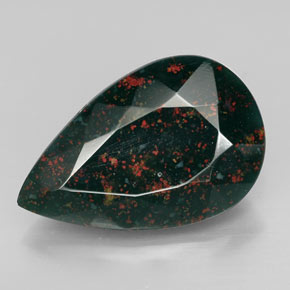 Eliotropio naturale verde da 11,42 ct, taglio a pera, opaco