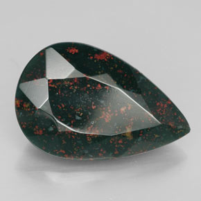 Eliotropio naturale verde da 11,42 ct, taglio a pera, opaco