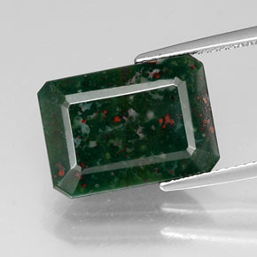 Eliotropio naturale verde da 8,39 ct, taglio smeraldo, opaco