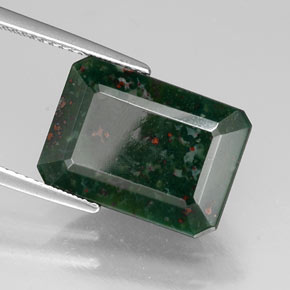 Eliotropio naturale verde da 8,39 ct, taglio smeraldo, opaco