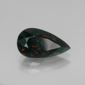 Eliotropio naturale verde da 4,61 ct, taglio a pera, opaco