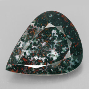 Eliotropio naturale verde da 17,28 ct, taglio a pera, opaco