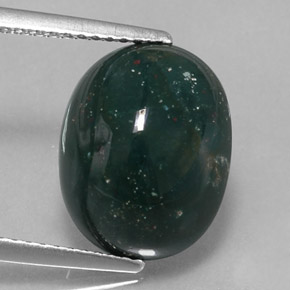 Eliotropio naturale verde da 6,35 ct, taglio ovale, opaco