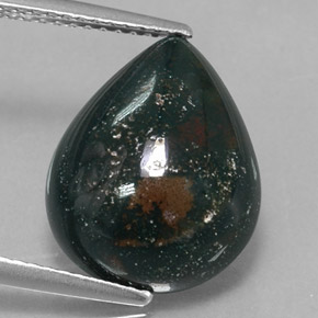 Eliotropio naturale verde da 6,59 ct, taglio a pera, opaco