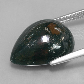 Eliotropio naturale verde da 6,59 ct, taglio a pera, opaco