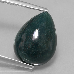 Eliotropio naturale verde da 5,23 ct, taglio a pera, opaco