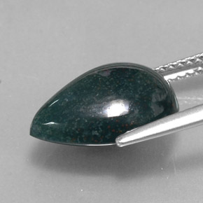 Eliotropio naturale verde da 5,23 ct, taglio a pera, opaco