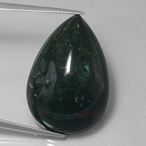 Eliotropio naturale verde da 33,97 ct, taglio a pera, opaco