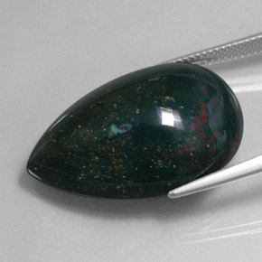 Eliotropio naturale verde da 33,97 ct, taglio a pera, opaco