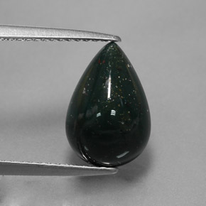Pietra del sangue Verde maculato naturale da 2.83 ct, Forma a pera, Opaco