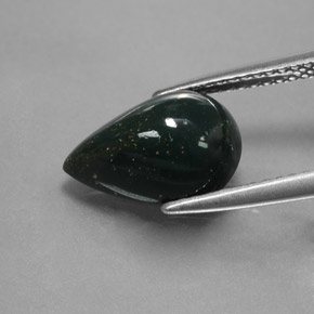 Pietra del sangue Verde maculato naturale da 2.83 ct, Forma a pera, Opaco