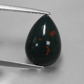 Eliotropio naturale verde da 3,23 ct, taglio a pera, opaco