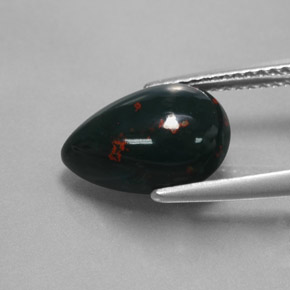 Eliotropio naturale verde da 3,23 ct, taglio a pera, opaco