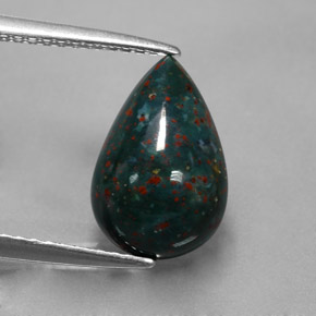 Eliotropio naturale verde da 2,70 ct, taglio a pera, opaco