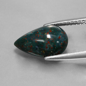 Eliotropio naturale verde da 2,70 ct, taglio a pera, opaco