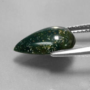 Pietra del sangue Verde maculato naturale da 2.73 ct, Forma a pera, Opaco