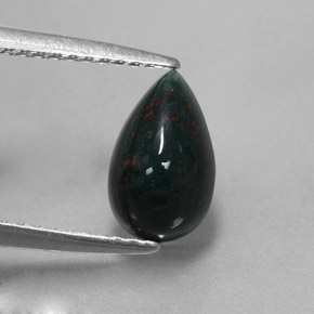 Pietra del sangue Verde maculato naturale da 1.23 ct, Forma a pera, Opaco