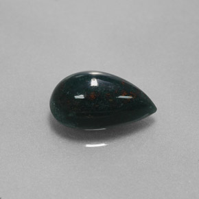 Pietra del sangue Verde maculato naturale da 1.23 ct, Forma a pera, Opaco