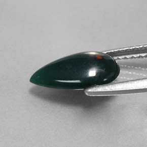 Pietra del sangue Verde maculato naturale da 1.18 ct, Forma a pera, Opaco
