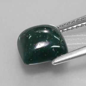 Pietra del sangue Verde maculato naturale da 2.50 ct, Taglio a cuscino, Opaco