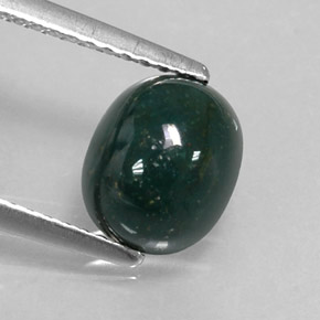 Eliotropio naturale verde maculato da 1,90 ct, taglio ovale, opaco