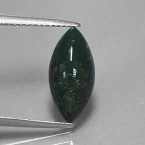Pietra del sangue Verde maculato naturale da 2.38 ct, Taglio marquise, Opaco