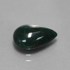 Pietra del sangue Verde maculato naturale da 1.84 ct, Forma a pera, Opaco