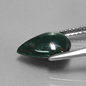 Pietra del sangue Verde maculato naturale da 1.84 ct, Forma a pera, Opaco
